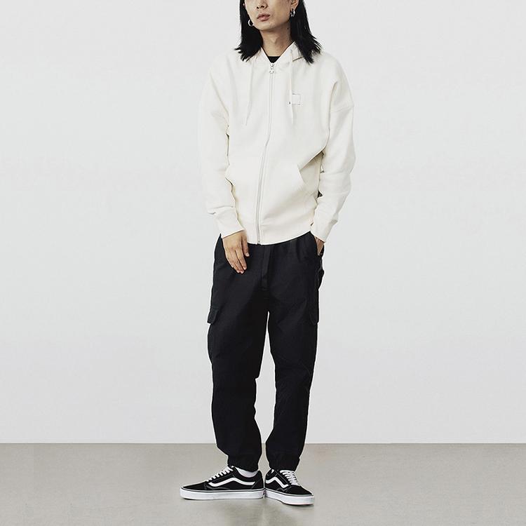 Vans Loose Fit Open Front Sports Casual Hooded Jacket With Back Print Men Jackets White VN0A4USJ3KS