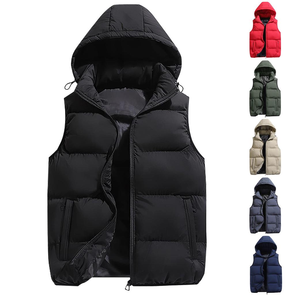 Men's Down-Filled Vest Winter Insulated Outdoor Vest Thickened Sleeveless Jacket