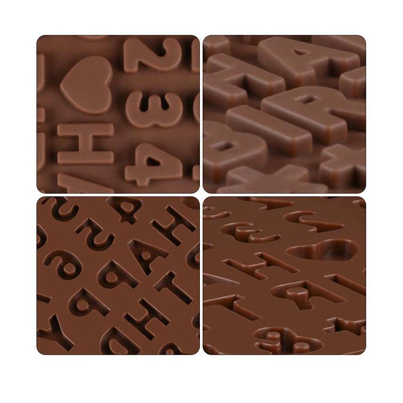 2 buc. Matrițe din silicon cu litere și numere pentru ciocolată, cu simboluri pentru decorațiuni de tort La mulți ani, matriță reutilizabilă antiaderentă pentru tablete de ciocolată