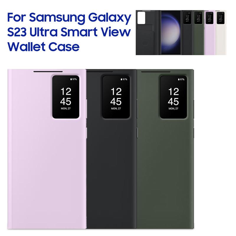 S-View Wallet Flip Case For Samsung Galaxy S23 Ultra SM-S918B Smart View Phone Case Cover