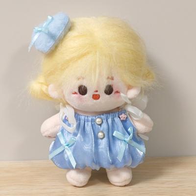 Vestido com Laço 10cm Roupas para Boneca de Algodão com Asas Presilha de Cabelo de Coração Conjunto Criativo Engraçado de Vestir Boneca 10cm Boneca de Algodão