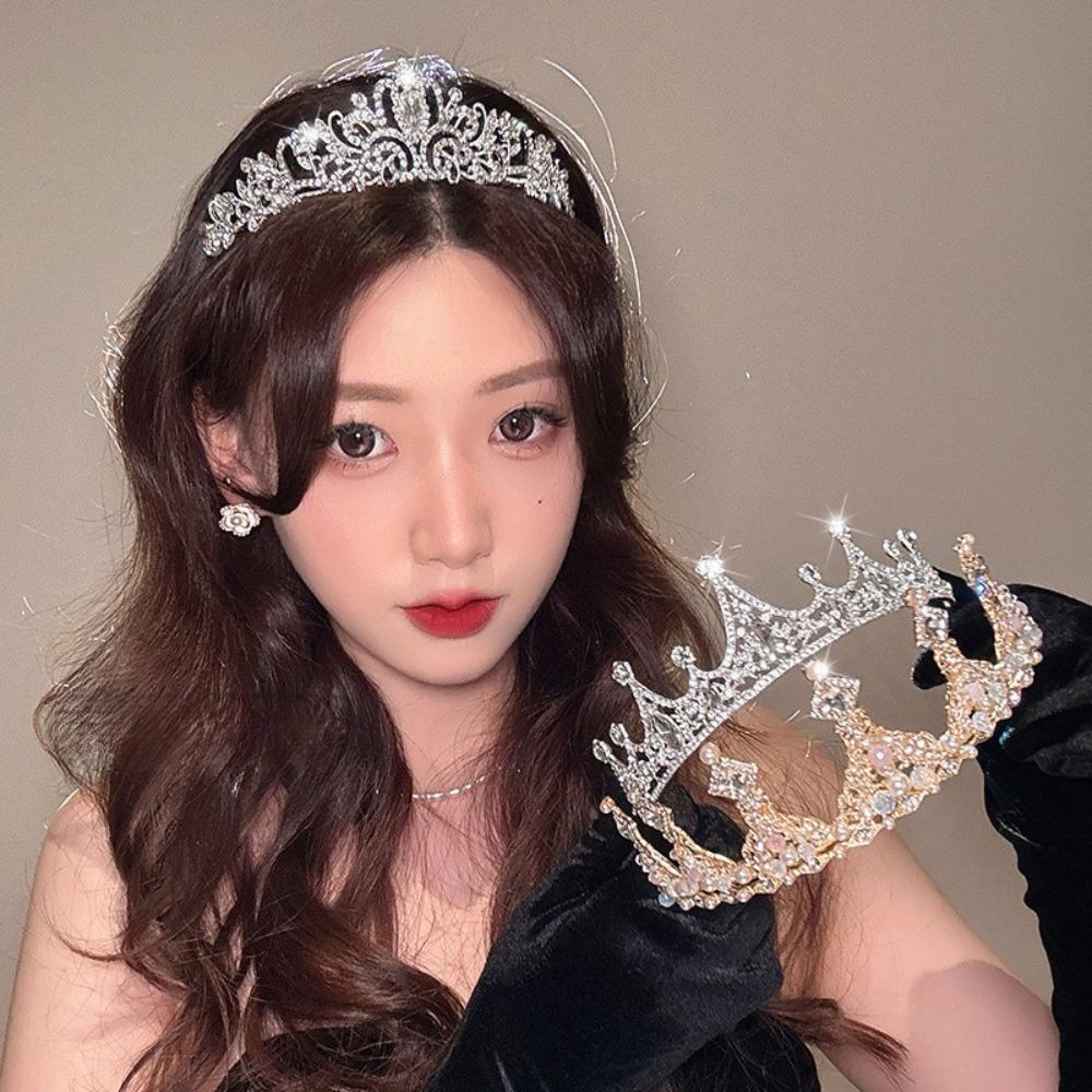 Children's Princess Crown Crystal Tiara Girls Hair Accessories High-end Atmosphere Dance Performance Birthday Gift Crown Bridal