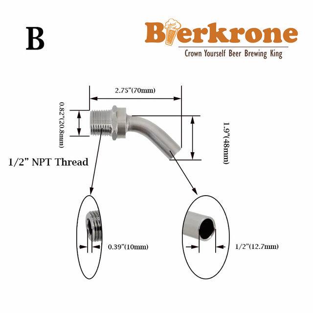 Craft Beer Keg Immersion Tube with 1/2'' NPT Male Thread Fitting
