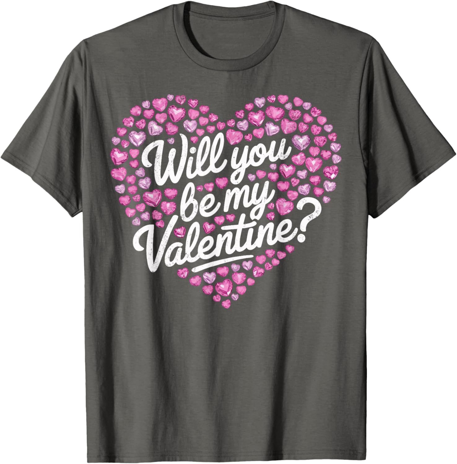 Will You Be My Valentine Heart Graphic Casual Men s Cotton Short Sleeve T-Shirt Daily Tee 4XL