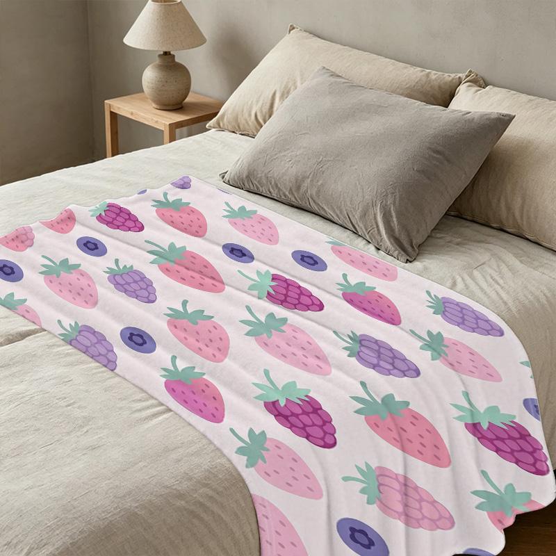 Lightweight Fruit Series Flannel Throw Soft Plush Warm, Ideal for Home, Window Sill Decor, Halloween & Christmas, Comfy for Better Sleep