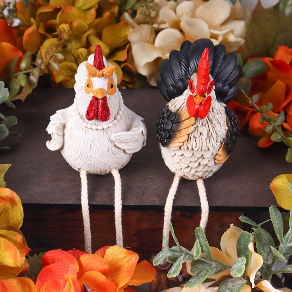 2pcs Decorative Hanging Turkey Couple Figurines Handmade Miniature Figurine Sculpture  Gift