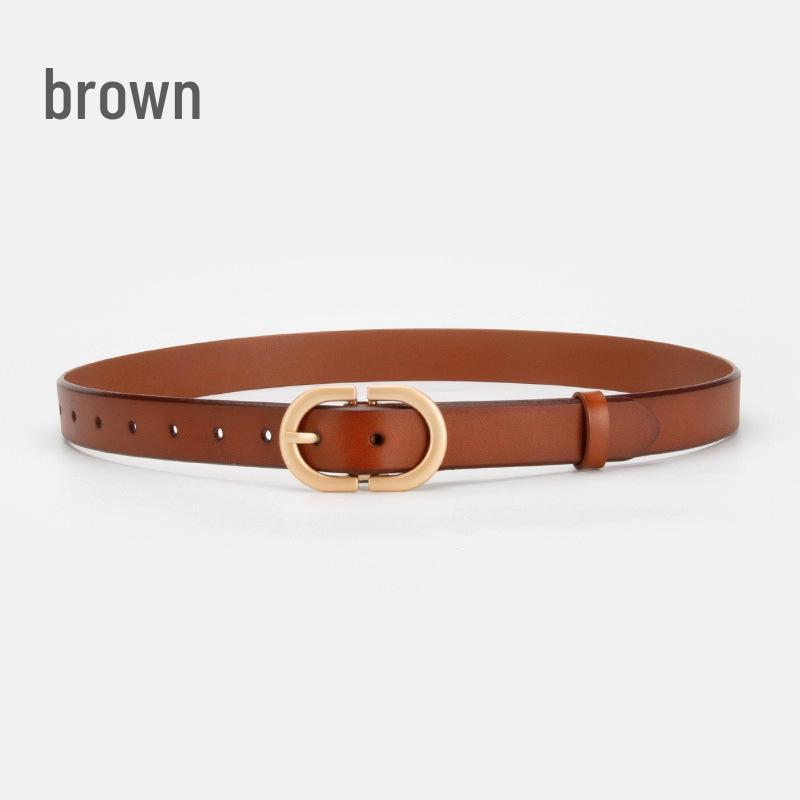 

Женский ремень из натуральной кожи в корейском стиле с пряжкой-штифтом - Универсальное ретро-джинсовое украшение, аксессуар из коровьей кожи 105 cm дубильная кора