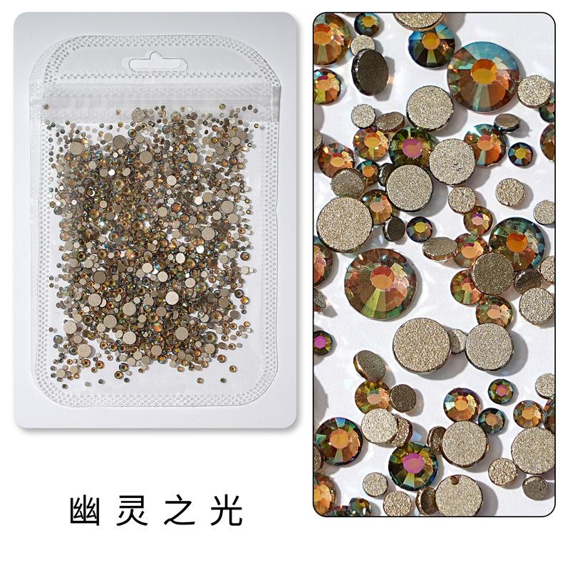 1440 buc, Un pachet întreg de manichiuri colorate, Diamante cu fund plat, Burghie din sticlă de cristal nu pot cădea de pe fund, Bijuterii cu diamante rotunde cu dimensiuni mixte.