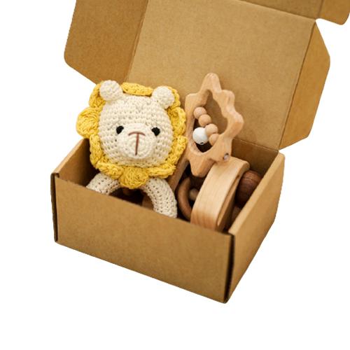 4 Pcs Baby Wooden Crochet Rattle Toys Natural Wooden Teether Animal Rattle Montessori Toy Eco Friendly Infant Newborn Gift