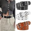 New Women's Belt Large size Double Hole Men Belt Punk Hip Hop Rock Style Subculture Y2K Belt Punch Free Belt for Men and Women