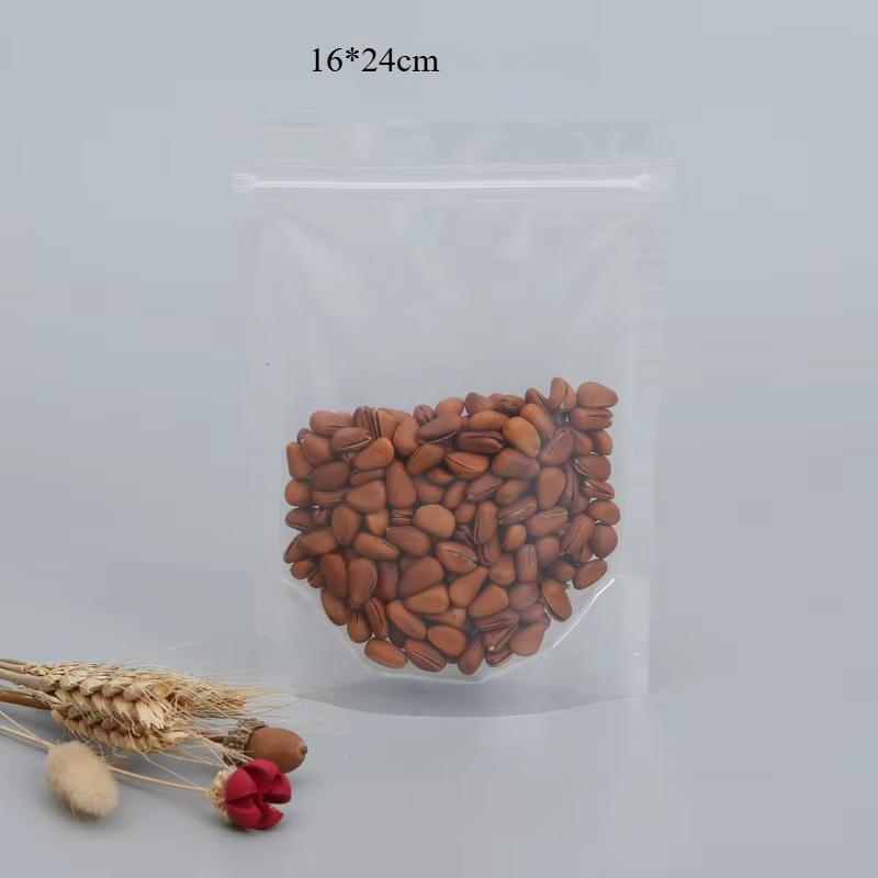 10PCS Transparent Plastic Ziplock Bag Standable Nut Grain Tea Leaf Moistureproof Waterproof Seal Bag Kitchen Storage Refill Bag