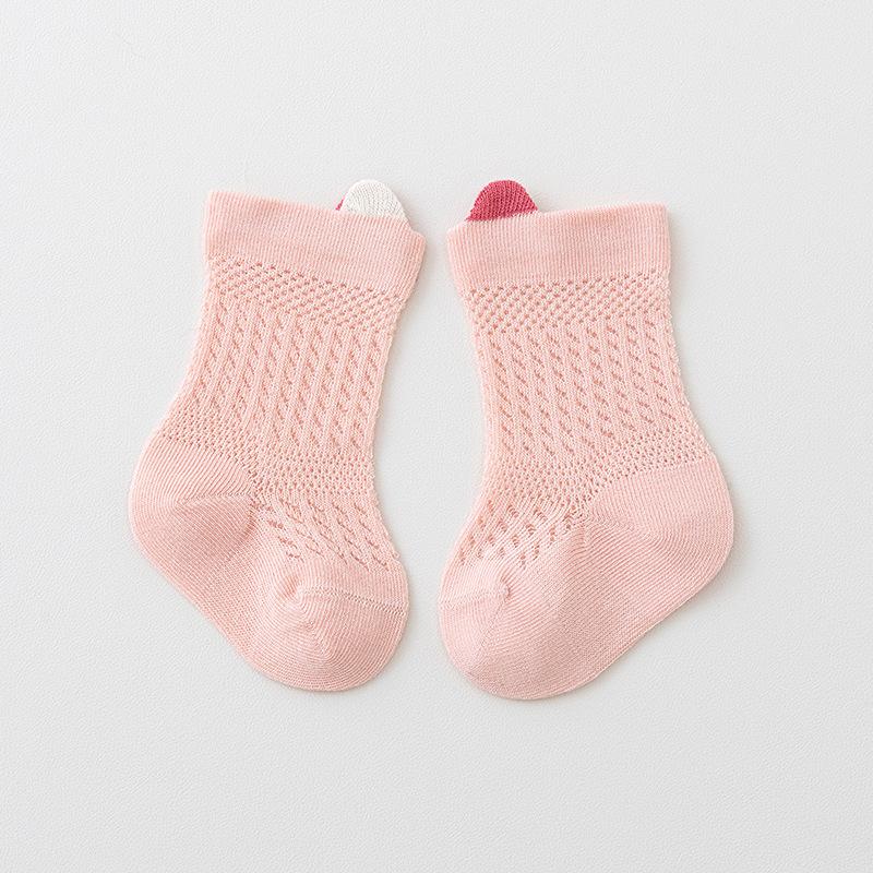 Baby socks 3pairs/pack summer thin baby girl boy medium length anti-mosquito cotton mesh socks boneless loose fat kid socks 0-3Y