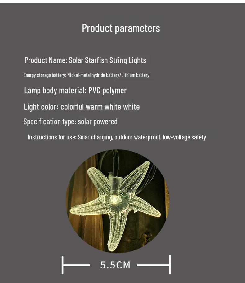 Starfish Solar String Lights – Outdoor Waterproof Decoration for Gardens, Balconies, and Courtyards
