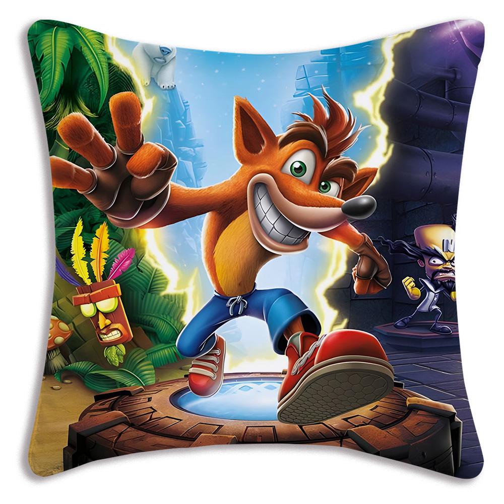 Cartoon Game Crashs Bandicoot Pillow Covers Cartoon Sofa Decorative Home Double-Sided Printing Short Plush Cute Cushion Cover
