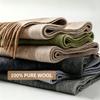 35x196cm Men's 100% Wool Ombre Gradient Scarf Thick Winter Warm Neck Wrap Dual-Color Fall Winter Accessory for Men