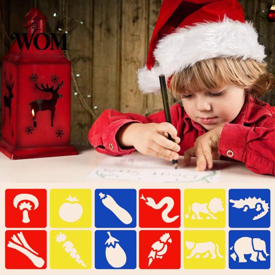 Reusable Paint Stencil 6 Pcs Painting Template Stencils, 5.5x5.9 Inch Washable DIY PP Plastic Art Stencils for Wood Paper Fabric, Home Decor