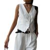 Spring Summer Women's Vest Waistcoat Suit Set V Neck Single Breasted Vest + Straight Suit Shorts Fashion Casual Outfit European American Style