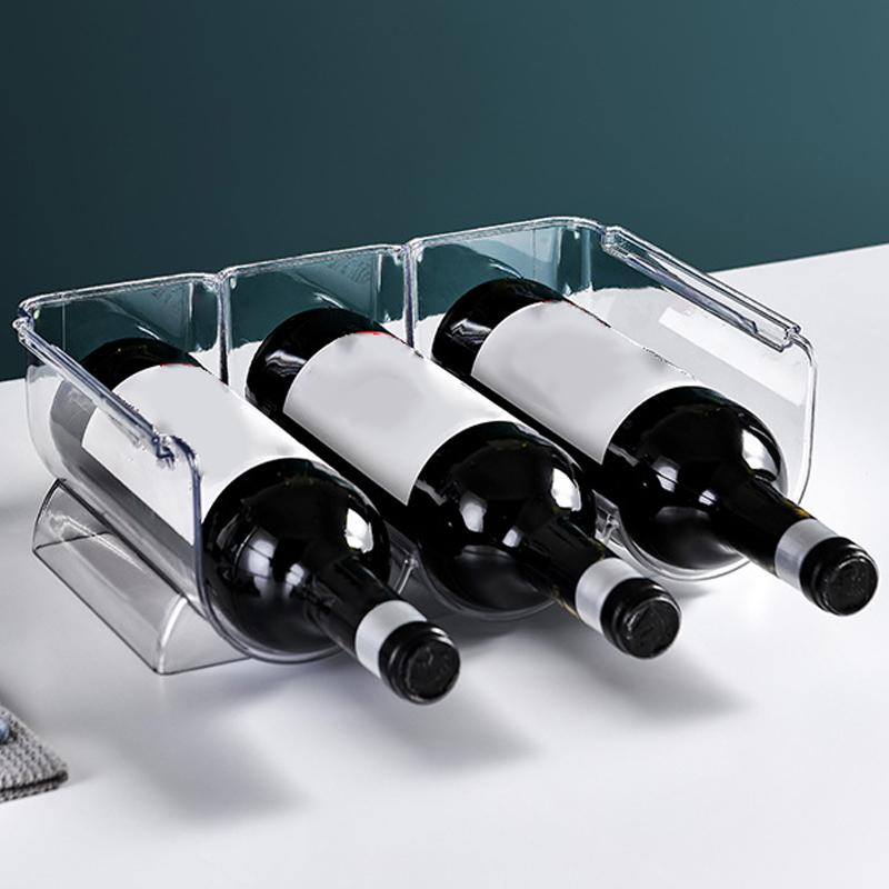 Wine Organizer Stackable Plastic Transparent Water Bear Bottle Holder Rack for Home Display 3