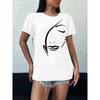 (European sizes)Figure Print Crew Neck T-shirt, Casual Short Sleeve Summer Daily Top, Women's Clothing