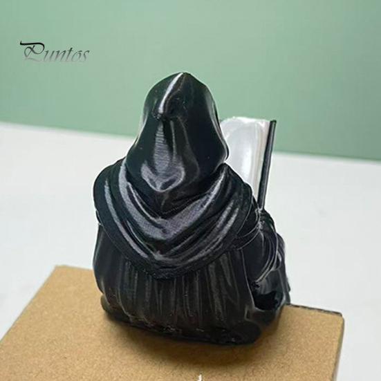 Donker Fantasy Ornament Gotische Schaduwlezer Beeldje, Stijl Mini Tovenaars Figuurtje, Mat Unieke Gamer Cadeau Ideeën Zwarte Hars Beeldhouwwerk voor Huis