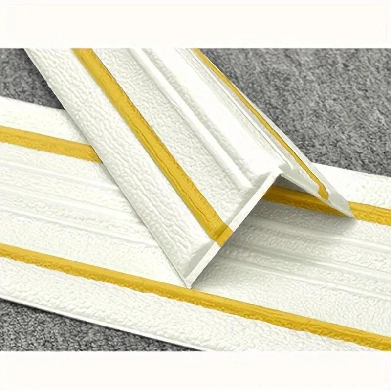 

1pc 2.3M/90.55inch Self Adhesive Top Corner Line Wall Sticker Background Wallpaper Border Skirting Line Decorative 2.3m