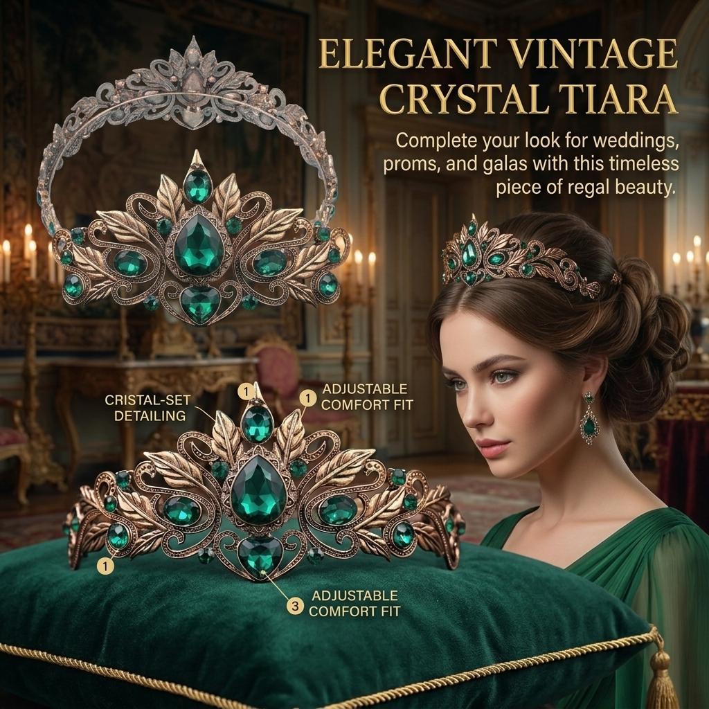 1 Stück Kronen Kopfschmuck Legierung Kristall Perle für Hochzeit Barock Vintage Braut Diadem Retro Hofstil Party Zubehör