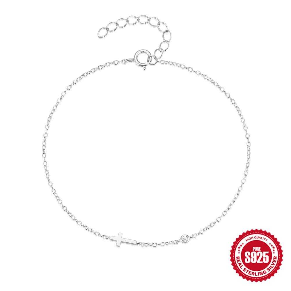 CANNER European American Style Eight-Pointed Star Zircon Bracelet S925 Silver Personality Simple Versatile Bracelet