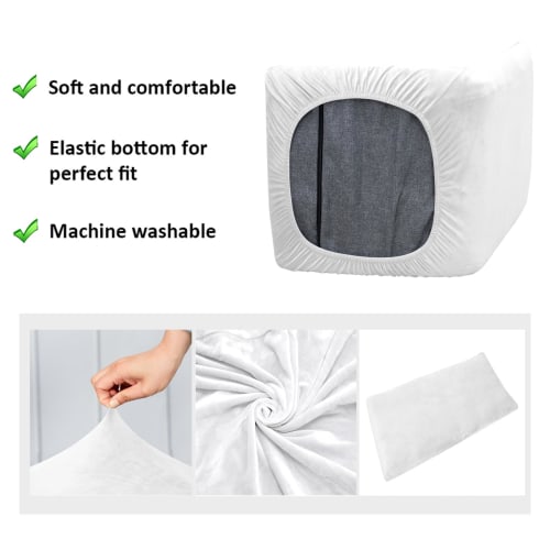Stretch Seat Cover, Velvet, Stretch Material, Washable, Armless, Simple Solid Color, for Dining Chairs (white)