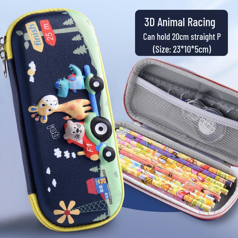 Double Layer 3D Zipper Pencil Case - Large Capacity for Elementary School Students