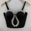 Bladformet Rhinestone-kjede Kortarmet Tanktopp med en Sofistikert og Elegant Vibe Perfekt for Street Style Mote. Camis & Tank Tops