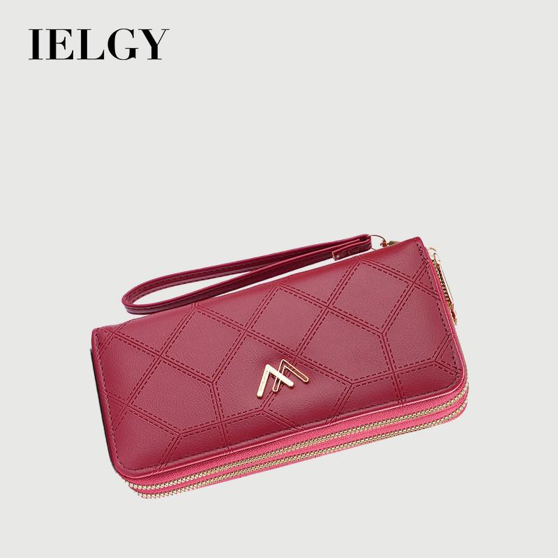 IELGY Ladies Long Wallet Diamond Double Zipper Fashion All-Match Wallet