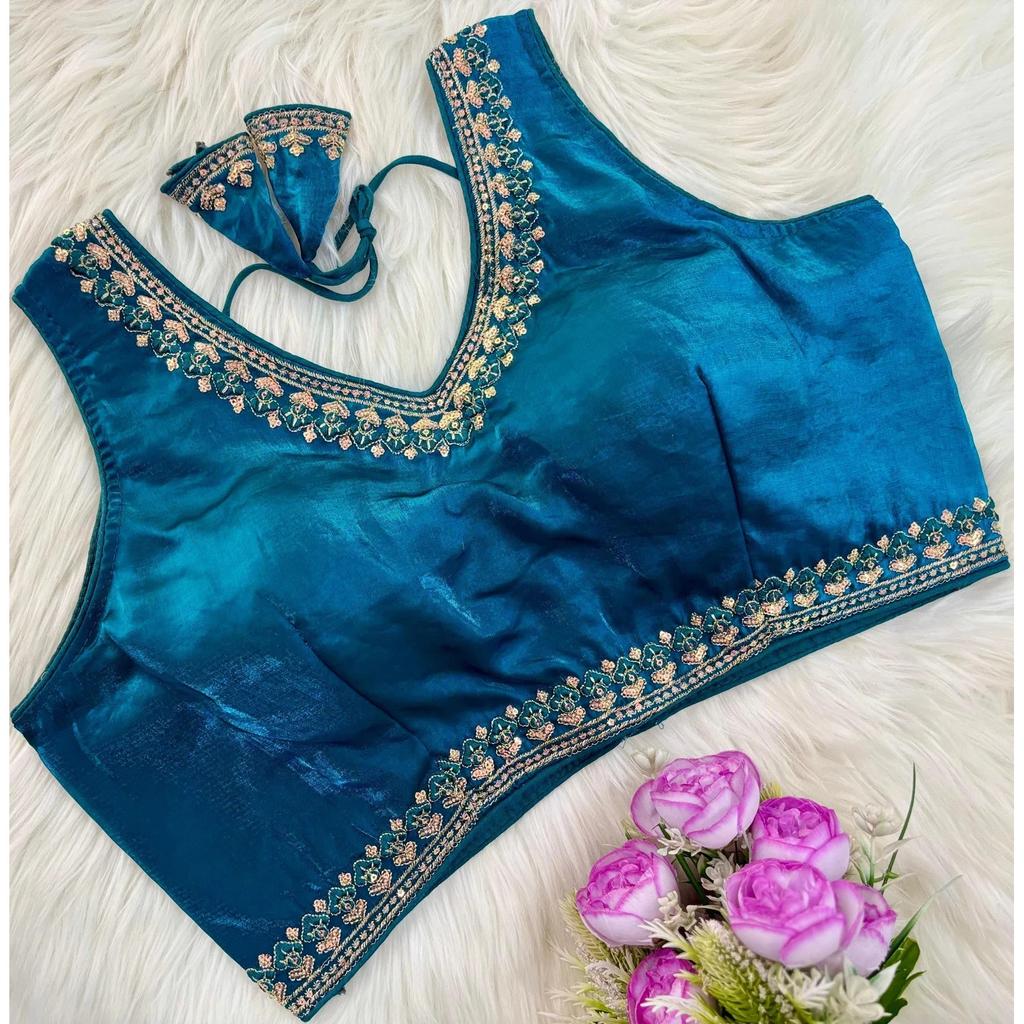 Blusa sin mangas de mezcla de seda para mujer Ropa de fiesta india Diseñador Étnico Choli