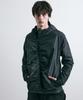 LEARVE Nylon Shirred Hooded Zip-Up Jacket Black