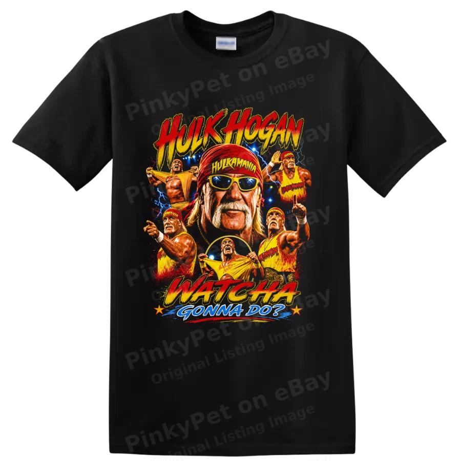 T-shirt da Wrestling Hulk Hogan Retro Rossa Gialla Grafica Fulmine Maglietta Regalo Fan