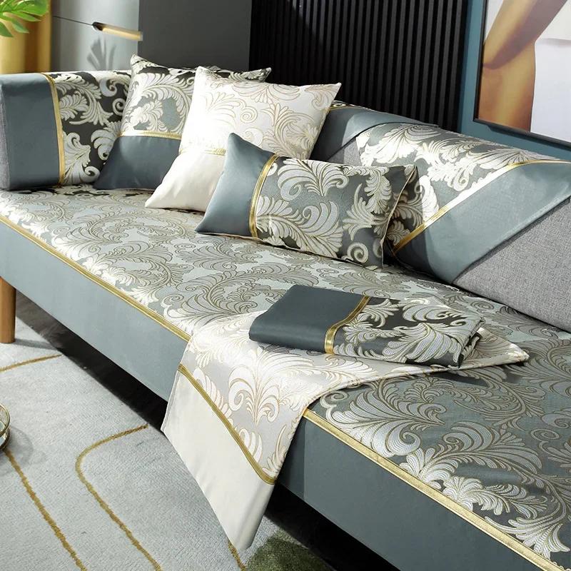 

Чехол для дивана с вышивкой, универсальное синельное полотенце на четыре сезона, Нескользящий чехол для дивана, угловая подушка для сиденья, защитные чехлы для дома 70x70cm 1pcs серебряный серый