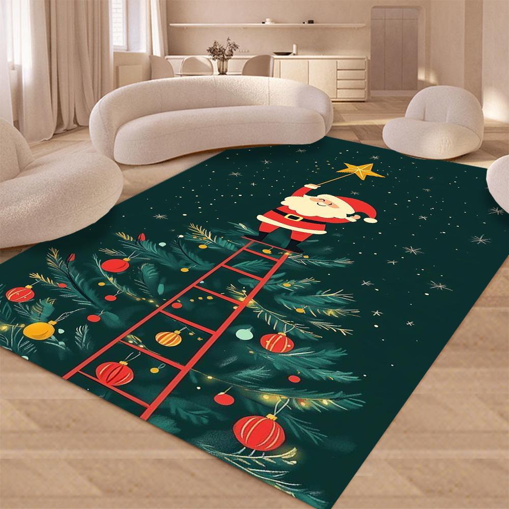 Christmas Decoration Carpet Cartoon Santa Claus Living Room Rug Winter Warm Floor Mat Christmas New Year Decoration