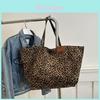 Elegant Brown And Coffee Leopard Print Tote Bag Spacious Stylish Handbag For Daily Use