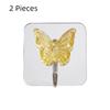 2PCS Waterproof Crystal Glass Butterfly Hooks Decorative Wall Hooks Bathroom Hook  for Living Room