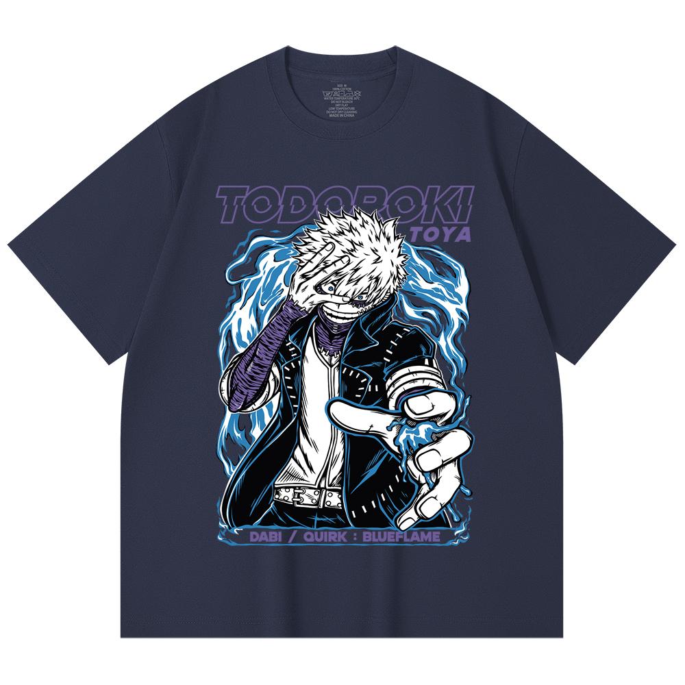 230 g/m² 100% Baumwolle My Hero Academia V11 Dabi Druck Unisex Schweres Baumwoll-T-Shirt