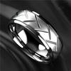 Fashion Heartbeat Stainless Steel Rings for Men With Blue Carbon Fiber Inlay Ring Wedding Jewelry Christmas Gift Accessories