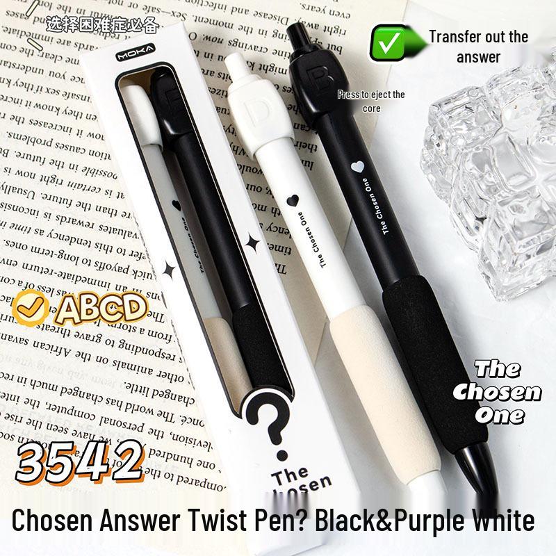 ABCD Rotating Decompression Quick-Dry Ballpoint Pen for Answering, Signing & Office Use - Black 0.5mm