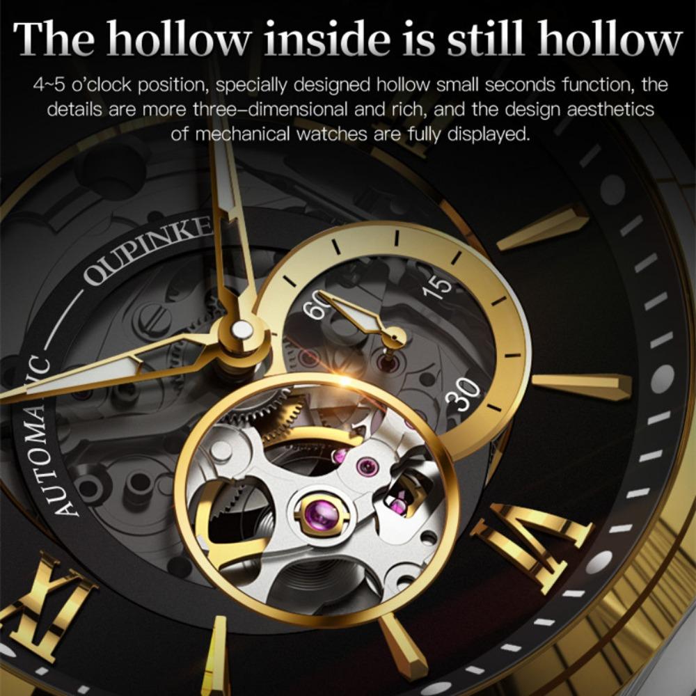 OUPINKE Montre Homme Mouvement Squelette Montre Mécanique Automatique Lumineuse Étanche Montre Homme