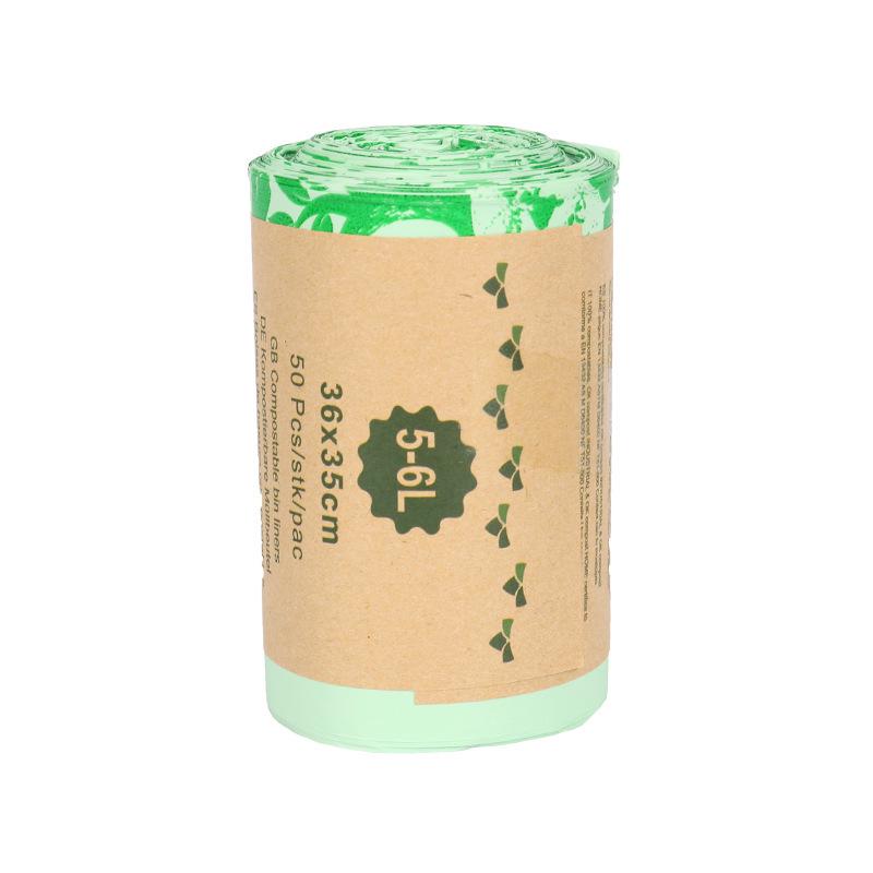PLA Corn Starch Biodegradable Compostable Trash Bags for Kitchen & Household flat opening