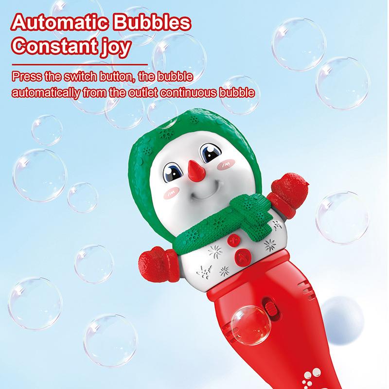 Christmas Fully Automatic Light Music Bubble Gun Santa Claus Snowman Bubbles Stick Machine Party Toy Children's Birthdays Gifts