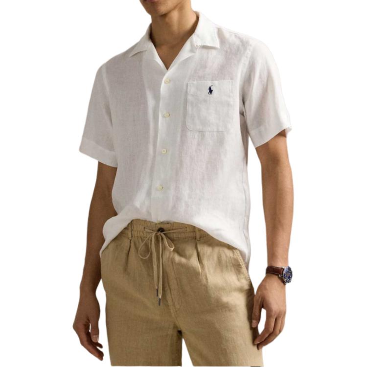 Polo Ralph Lauren Solid Loose Fit Short Sleeve Shirt Men shirts White 710966421-007