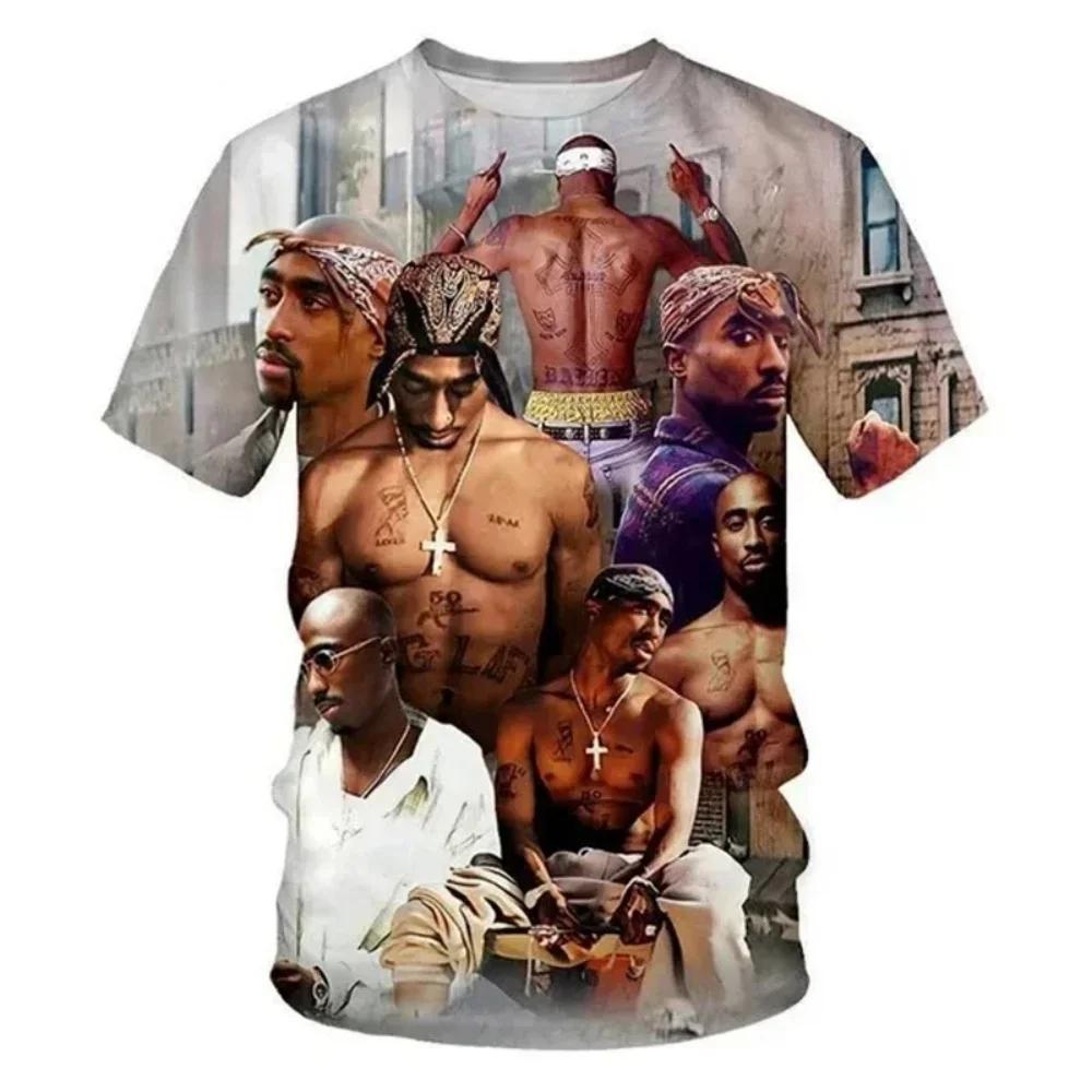 Huiteng1 Nieuw T-shirt Harajuku Heren T-shirt Mode 2pac Grafisch Hip Hop Herenkleding Zomer Casual Mode Ronde Hals Korte Mouw Tops XL