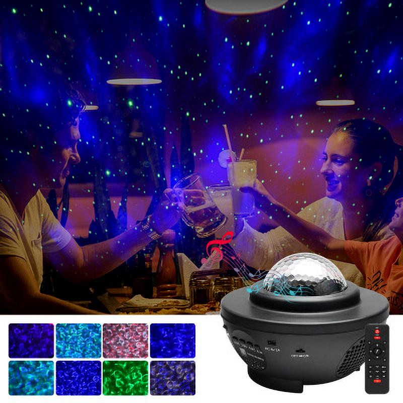 New LED Nebula Cloud Moving Ocean Wave Starry Projector Remote Control RGB With Music Player Night Light LED Projector