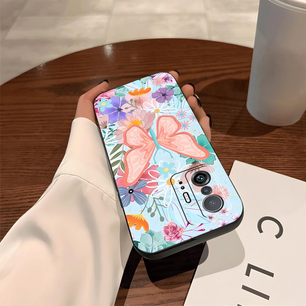Cartoon Butterfly Flower Funda Phone Cover Case for Xiaomi Mi 13 Lite 11T 12 10T 12X 11 14 12T Pro