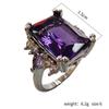 Chenrui Purple Rectangular Zircon Water Drop Ring for Women