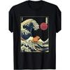 Men'S Funny Surfing Capybara & Japanese Kanagawa Great Wave Off Kanagawa Anime Graphic T-Shirt - Hokusai Wave Design with Capybara Surfing - Loose